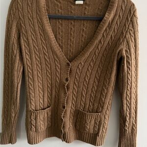 J. Crew Cable Knit Cardigan in Tan